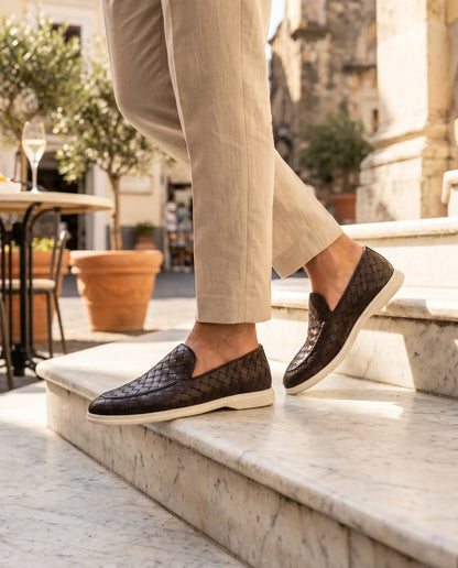 Mocassino Intrecciato Sorrento - Marrone