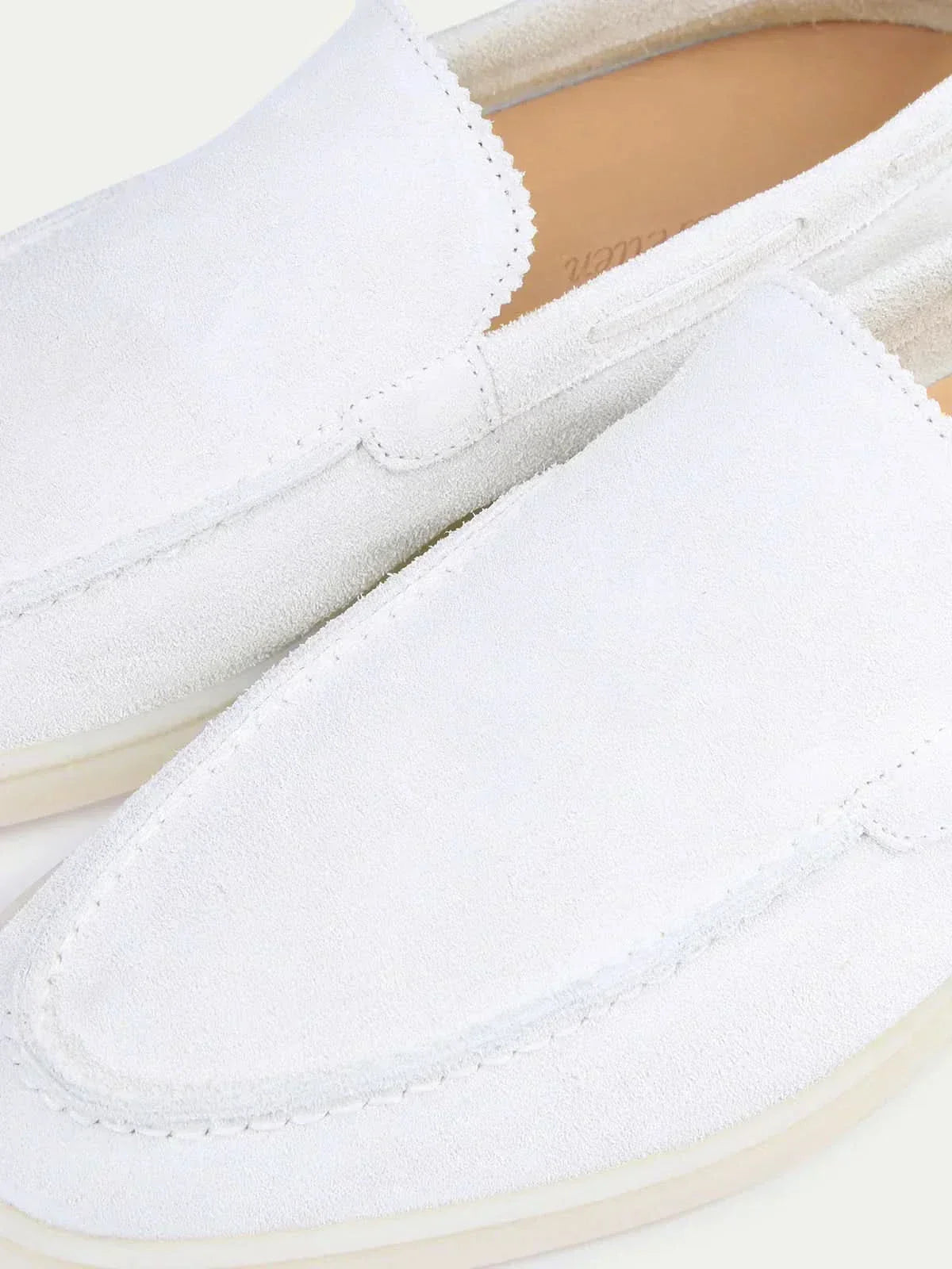 Mocassino Classico in Suede Bianco Perla