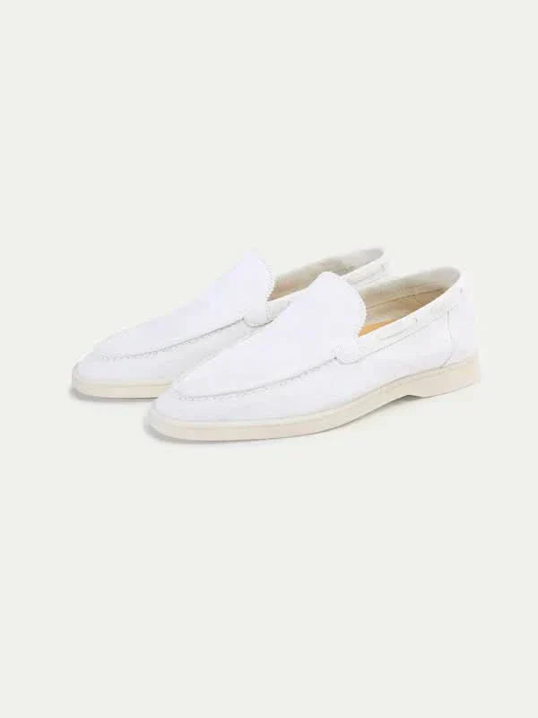 Mocassino Classico in Suede Bianco Perla