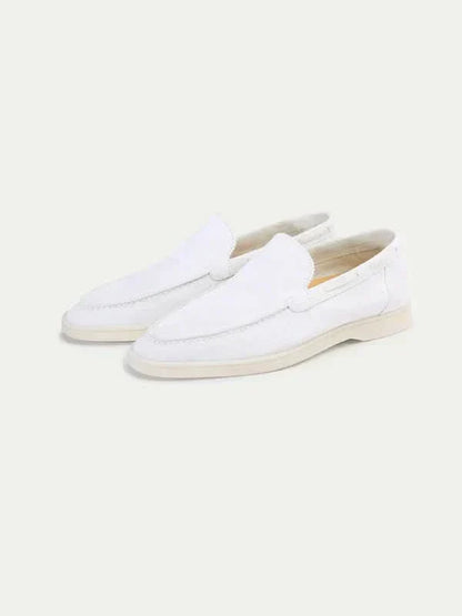 Mocassino Classico in Suede Bianco Perla