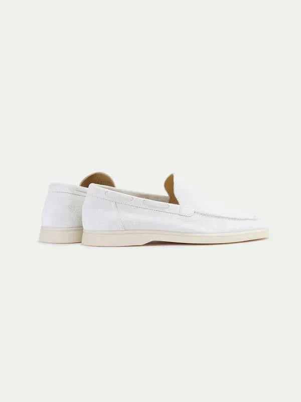 Mocassino Classico in Suede Bianco Perla