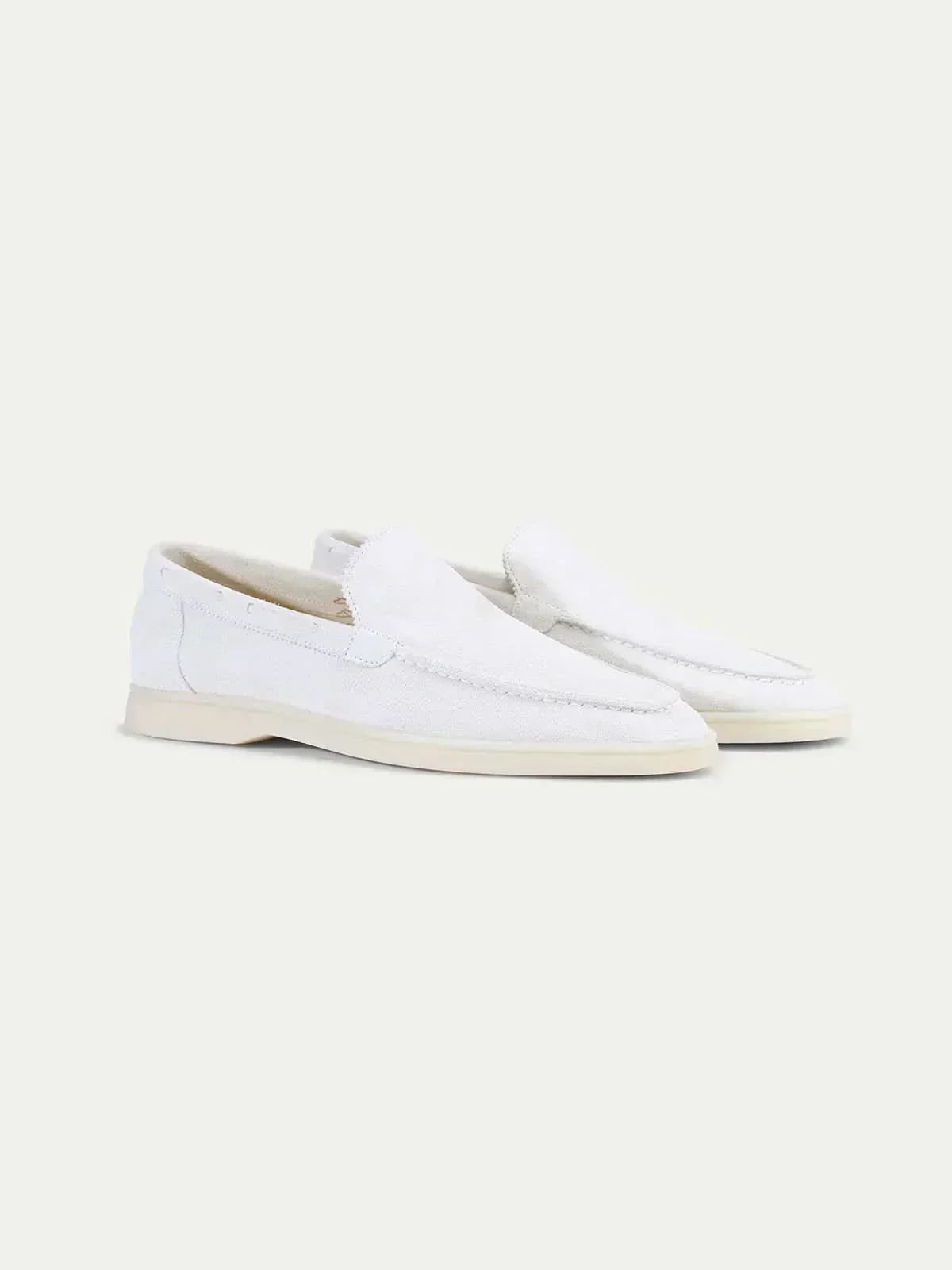 Mocassino Classico in Suede Bianco Perla