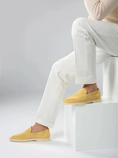Mocassini Classici in Camoscio Giallo Limone