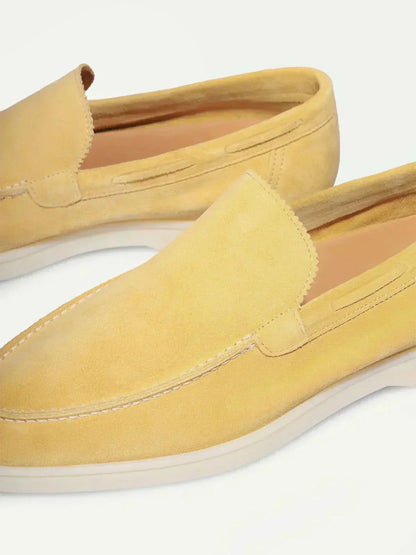 Mocassini Classici in Camoscio Giallo Limone