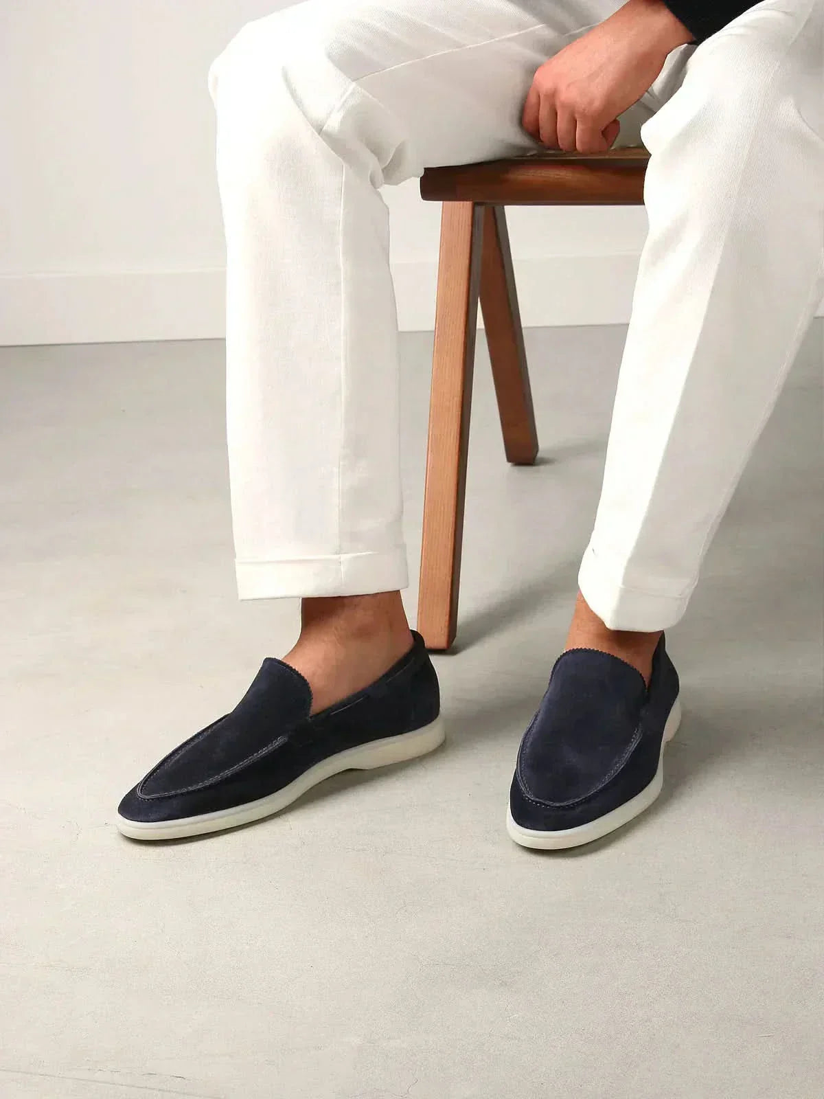 Mocassino Classico in Pelle Scamosciata Blu Navy