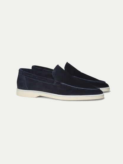 Mocassino Classico in Pelle Scamosciata Blu Navy