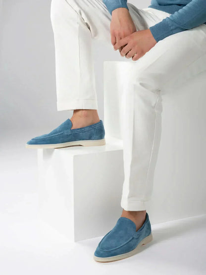 Mocassino Classico in Camoscio Blu Oceano