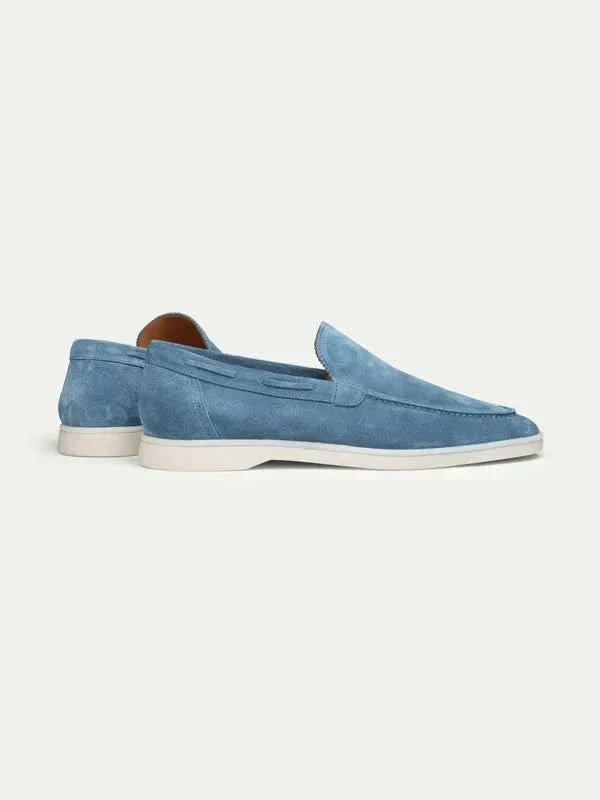 Mocassino Classico in Camoscio Blu Oceano