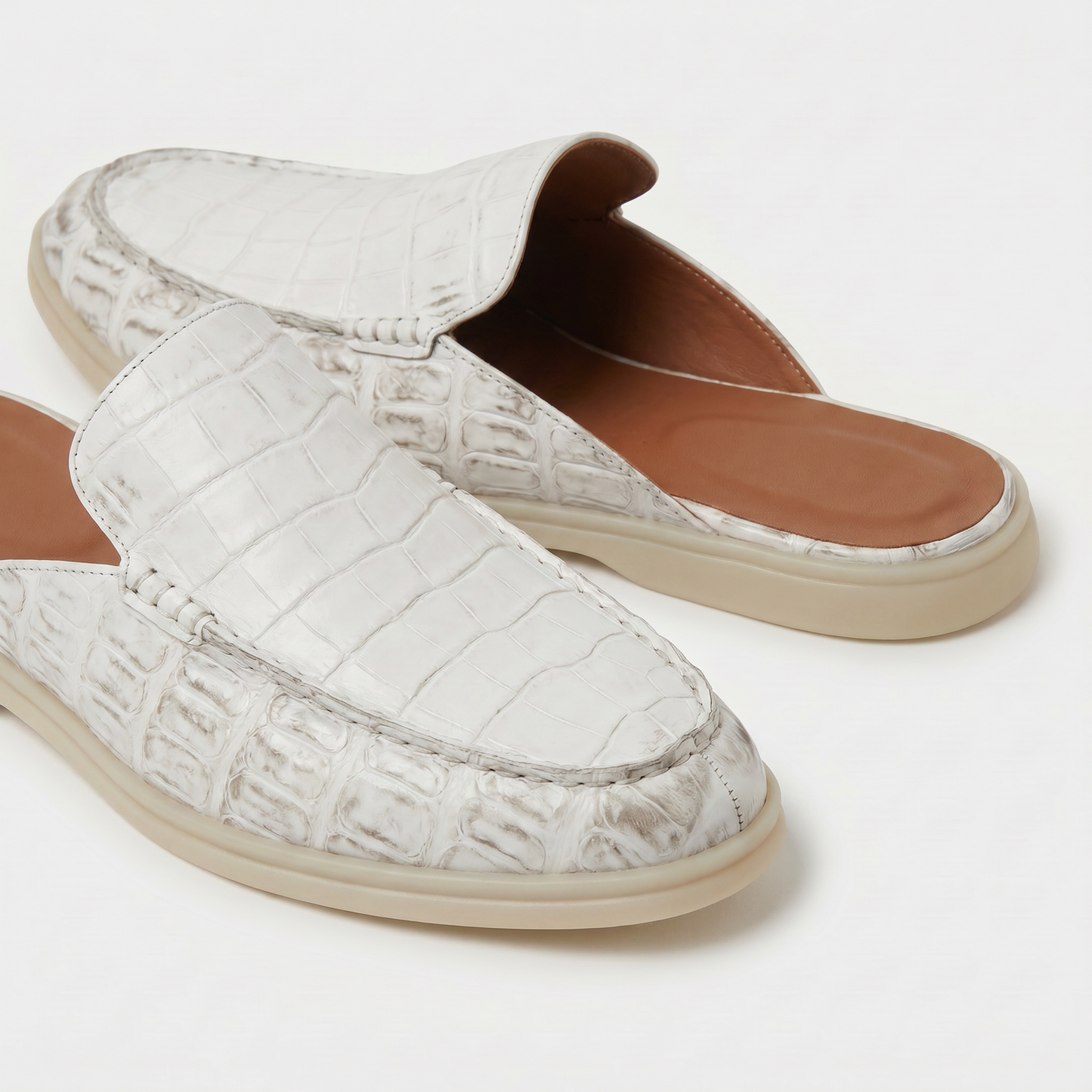 Mule Croco Bianco Yacht | EDIZIONE LIMITATA